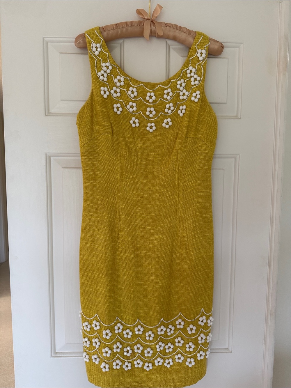 Milly of New York Women’s Embellished Yellow Sleeveless Sheath Dress Size 6